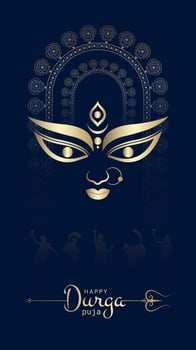 Happy Durga Puja Illustrations, Durga Face, Subh Navratri, Dussehra vector