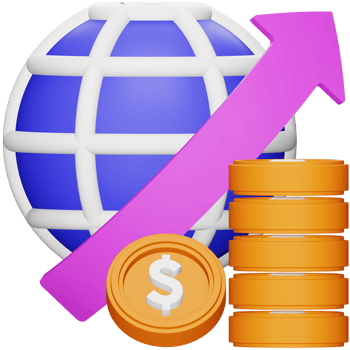 Economy growth 3d rendering isometric icon. png