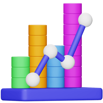 Bar chart 3d rendering isometric icon. png