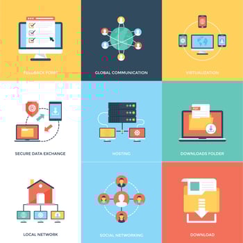 Web Technology And Security Flat Icons Set vector