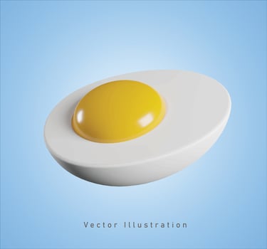 boiled egg in 3d vector illustration