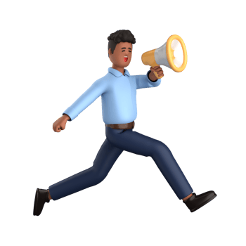 3d businessman executive pose and standing with megaphone isolated on transparent background, 3d rendering png