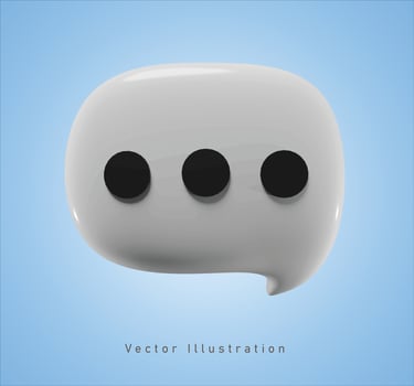 chat bubble sign in 3d vector illustration