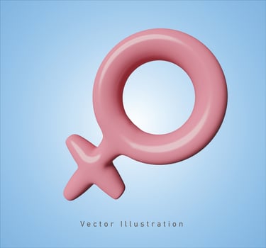 female gender sign in 3d vector illustration