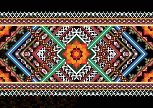 Oriental ethnic seamless pattern traditional background Design for carpet, wallpaper, clothing, wrapping, batik, fabric, Vector illustration embroidery style.