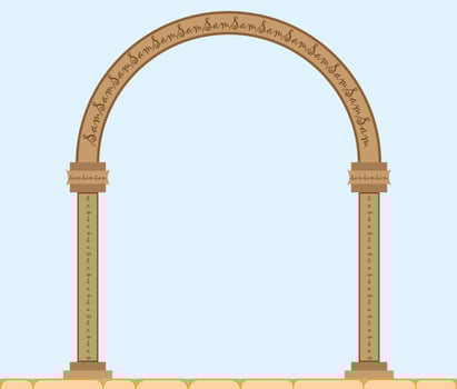 Architectural arch made from brown stones illustration vector, ruins and archeology, Roman architecture style, Greek architecture style, suitable for educational content and architecture collage logo vector