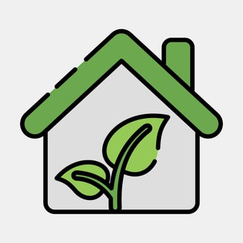Icon eco house. Ecology and environment elements. Icons in filled line style. Good for prints, posters, logo, infographics, etc. vector