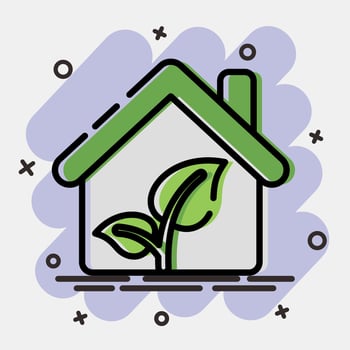 Icon eco house. Ecology and environment elements. Icons in comic style. Good for prints, posters, logo, infographics, etc. vector