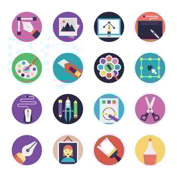 Set of Art and Design Flat Icons vector