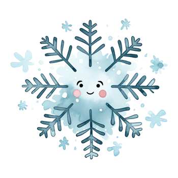 Cute cartoon winter snowflake, Merry Christmas watercolor illustration, isolated background. AI Generative png