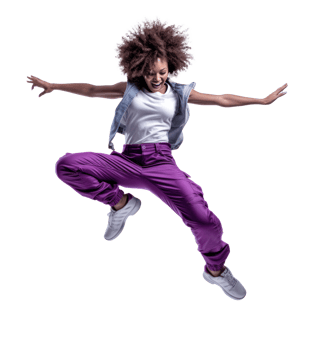 A female sports runner jumping isolated png