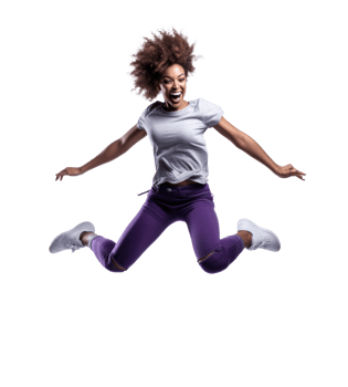 A female sports runner jumping isolated png