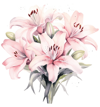 Watercolor pink lilly isolated png