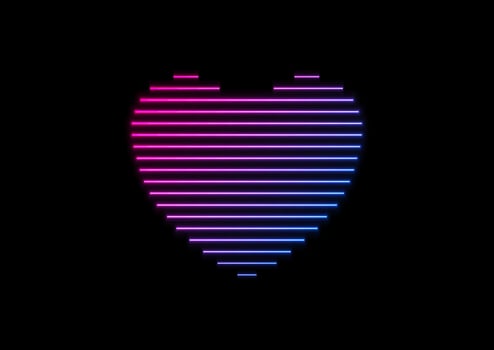 Blue ultraviolet neon glowing laser heart abstract background vector