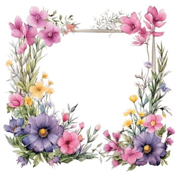 Watercolor floral frame png