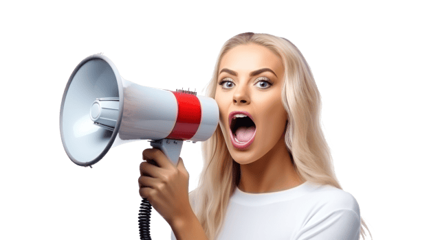 Girl with megaphone isolated png