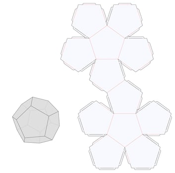 Dodecahedron Box Die Cut Cube Template Blueprint Layout vector