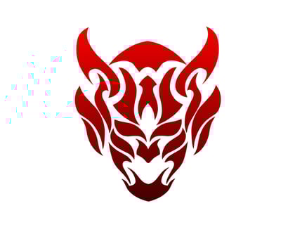 illustration vector graphic of design red devil face abstract tribal style tattoo