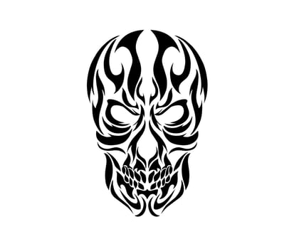illustration vector graphic of design tribal art tattoo skull head