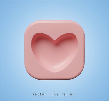 love mold shape in 3d vector illustration