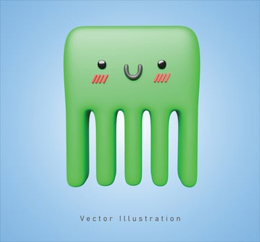 cute green monster in 3d vector illustration