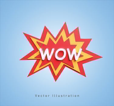 wow text effect in 3d vector illustration