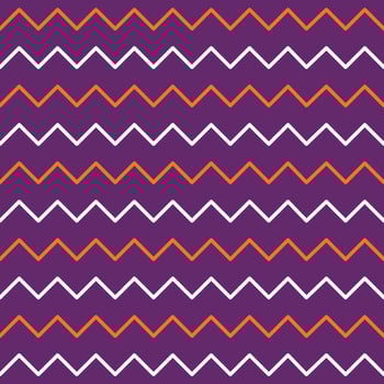 Seamless geometric pattern with chevron line. White and orange zigzag line on violet background. Concept pattern for Halloween. vector