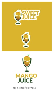 mango juice logo design - mango sticker for fruit  -mango with glass vector