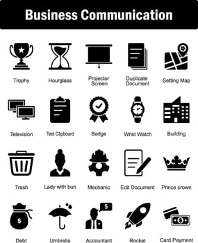 A set of 20 Mix icons as trophy, hourglass, projector screen vector