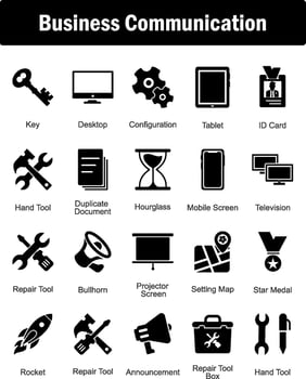 A set of 20 Mix icons as key, desktop, configuration vector