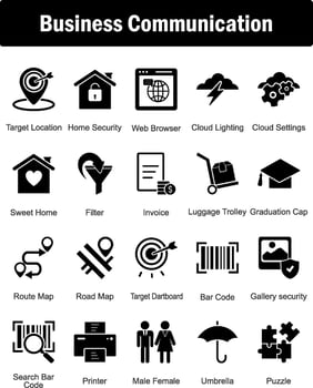 A set of 20 Business icons as target location, home security, web browser vector