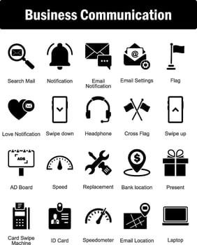 A set of 20 Business icons as search mail, notification, email notification vector