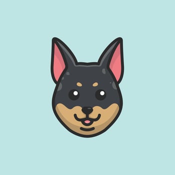 Cute avatar australian cattle head simple cartoon vector illustration dog breeds nature concept icon isolated