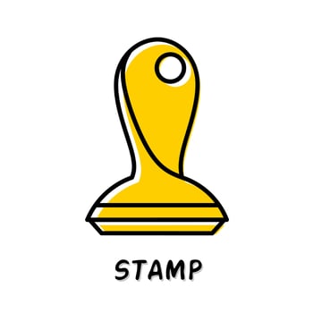 Stamp icon illustration. Yellow color illustration design. vector