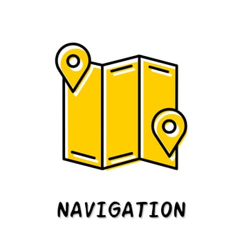 Navigation icon illustration. Yellow color illustration design. vector