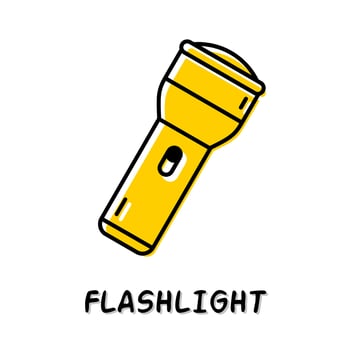 Flashlight icon illustration. Yellow color illustration design. vector