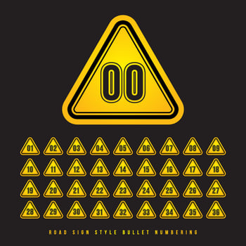 Road Sign Style Bullet Numbering vector