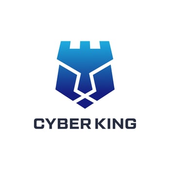 Strong lion head and castle combination logo. vector