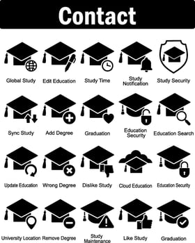 A set of 20 contact icons as global study, edit education, study time vector