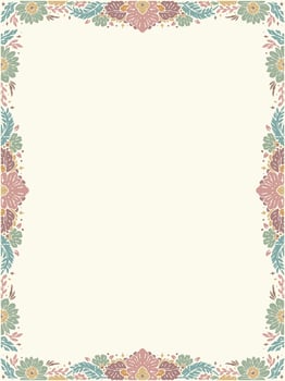 a floral vintage style colorful flower border with a place for text template background vector