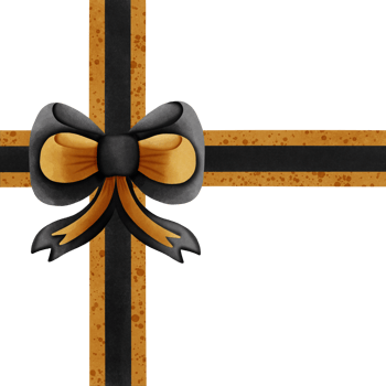 Black ribbon bow with gold stripes isolated on transparent background png