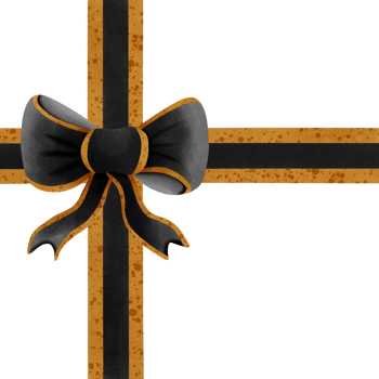 Black ribbon bow with gold stripes isolated on transparent background png