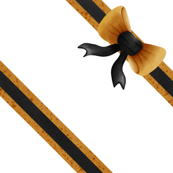 Black ribbon bow with gold stripes isolated on transparent background png