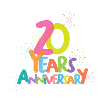 20th anniversary in flat style png