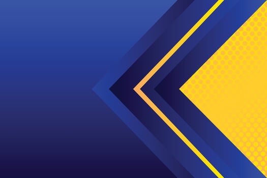 Blue arrow on a blue background with halftone dots. Vector illustration