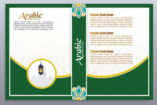 Arabic koran style book cover design, islamic pattern ornaments cover vector