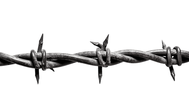 Barbed wire isolated on transparent background. PNG file, cut out. AI Generated