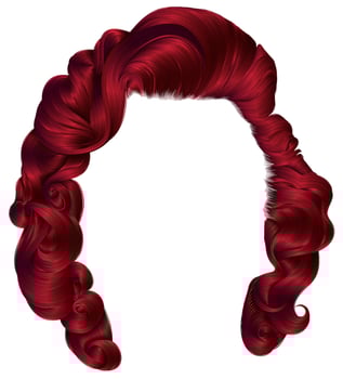 trendy woman hairs Red  colors . beauty fashion . retro style curls . realistic 3d . vector