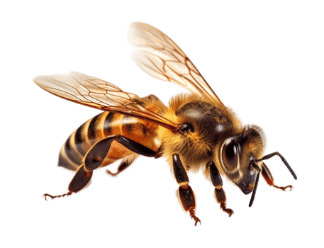 Honey bee isolated on transparent background. PNG file, cut out. AI Generated