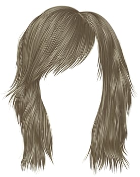 trendy  woman  hairs blond color . medium length . beauty style . realistic  3d . vector